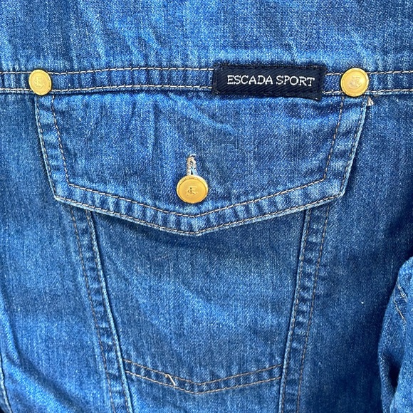 VInTAGE Escada Sports denim Shirt M gold 🥇 Jeans - Picture 3 of 8